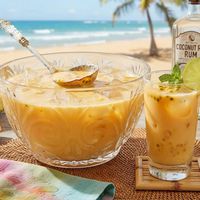 Punch tropical cu rom și fructul pasiunii